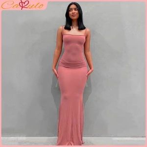 Satin Slip Sleeveless Backless Maxi Dress Women 2023